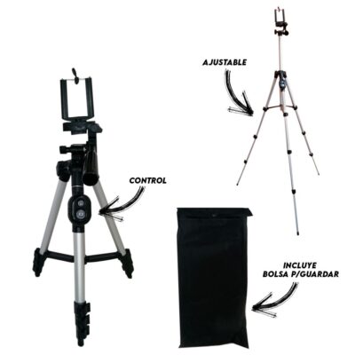 TRIPODE P/CELULAR-CAMARA 34-82CM 360 C/NIVEL Y CONTROL