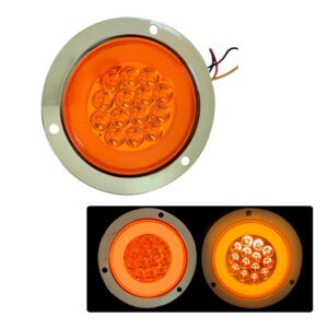 LAMPARA  AMBAR 14 LED ORILLA PARA BUS A/B/FIJA/FLASH 14 CM