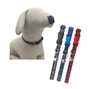 COLLAR P/MASCOTA CUADROS C/CASCABEL 1CM M121AB