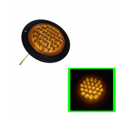 LAMPARA  REDONDA 4" 24LED AMBAR  ARO BK DM-A-089