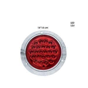 LAMPARA  REDONDA 4" 24LED ROJO  ARO CROMO DM-A-090