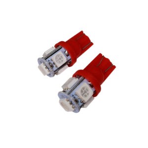 BOMBILLO 5 LED RED 2 PCS 5050-T10C 5 LADOS