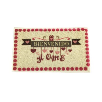 ALFOMBRA BIENVENIDO 43X72CM 169-6 BEIGE C/ROSA