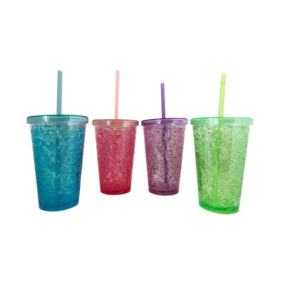 VASO GEL ENFRIADOR C/PAJILLA 450ML 468-7 V/M/R/C
