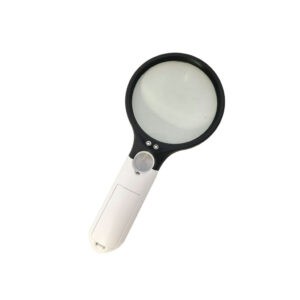 LUPA DOBLE 9CM Y 2 CM C/LUZ BLANCA 3 LED 6903A