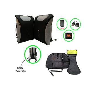 MOCHILA 47X30X15CM C/CABLE USB GRIS C/NE 1363-6