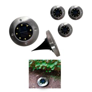 LAMPARA SOLAR P/JARDIN 11.5CM 8 LED 4 PCS 901-8