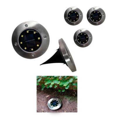 LAMPARA SOLAR P/JARDIN 11.5CM 8 LED 4 PCS 901-8