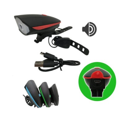 LAMPARA P/BICICLETA C/BOCINA 7588 USB RECARGABLE