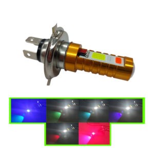 BOMBILLO LED H4 FIJO Y FUNCIONES PUNTA MULTICOLOR