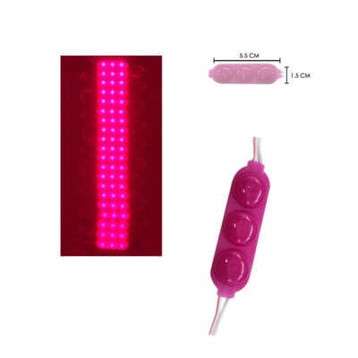 MODULO BOTONETA 3 LED 5.5X1.5CM ROSADO G0300C-25