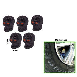 TAPONES P/VALVULA CALAVERA NEGRO 5 PCS HH-3