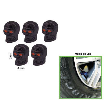 TAPONES P/VALVULA CALAVERA NEGRO 5 PCS HH-3