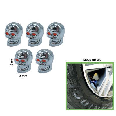 TAPONES P/VALVULA  CALAVERA SILVER 5 PCS HH-3