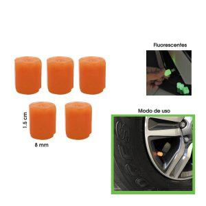 TAPONES P/VALVULA  ANARANJADO FLUORESCENTE 5 PCS HH-10