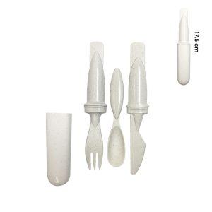 CUBIERTOS FIBRA DE TRIGO 3PCS CON TAPA