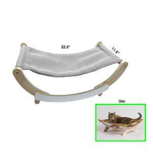 CAMA P/MASCOTA TIPO HAMACA MADERA GRIS 22.5X11.5PULGADAS