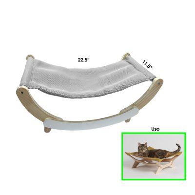CAMA P/MASCOTA TIPO HAMACA MADERA GRIS 22.5X11.5PULGADAS