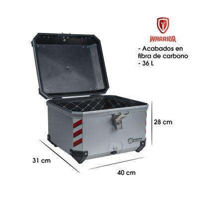BAUL P/MOTO ABS 36 LITROS SILVER RESPALDO Y FORRO