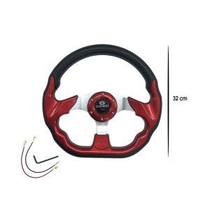 TIMON DEPORTIVO NEGRO ROJO 32CM 50MM SPARCO SY-GZFXP0183