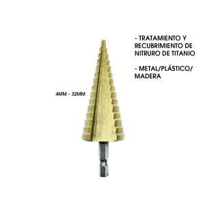 BROCAS CONICAS 4-32MM HSS M2 PVC/MADERA/METAL