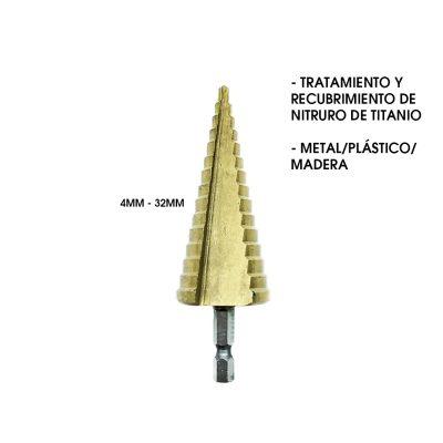 BROCAS CONICAS 4-32MM HSS M2 PVC/MADERA/METAL