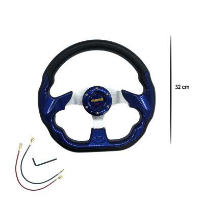 TIMON DEPORTIVO NEGRO AZUL 32CM 50MM MOMO SY-GZFXP0183