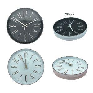 RELOJ DE PARED PLASTICO 30CM VARIOS COLORES