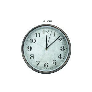 RELOJ DE PARED PLASTICO 30CM NEGRO ORILLA BRONCE