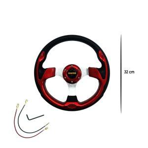 TIMON DEPORTIVO NEGRO ROJO 32CM 50MM  MOMO SY-GZFXP0178