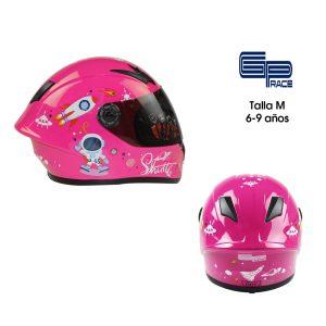 CASCO P/MOTO INFANTIL ROSADO MEDIANO ASTRONAUTA