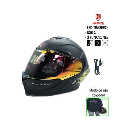 CASCO P/MOTO MODULAR NEGRO DOT/ECE C/LED SPARTA4 MEDIANO
