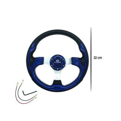 TIMON DEPORTIVO NEGRO AZUL 32CM 50MM SPARCO SY-GZFXP0178