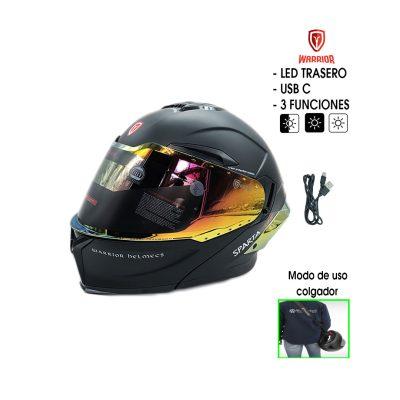 CASCO P/MOTO MODULAR NEGRO DOT/ECE C/LED SPARTA4 LARGE
