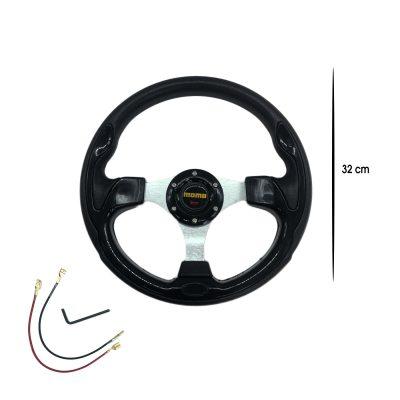 TIMON DEPORTIVO NEGRO NEGRO 32CM 50MM MOMO SY-GZFXP0178