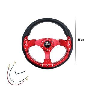 TIMON DEPORTIVO NEGRO ROJO 32CM 50MM SPARCO SY-GZFXP0098