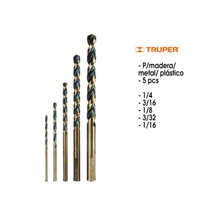BROCAS P/HIERRO MADERA Y PLASTICO HSS 5 PCS TRUPER