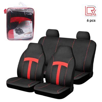 FUNDAS P/ASIENTO TURBO NEGRO/ROJO 6 PCS