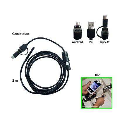 CAMARA ENDOSCOPICA C/ LED 3 EN 2MTS CABLE DURO