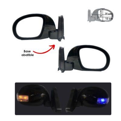 RETROVISOR 2 PCS NEGRO C/LUZ AMARILLA Y AZUL ABATIBLE HQ9030B