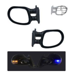 RETROVISOR 2 PCS NEGRO C/LUZ AMARILLA Y AZUL BASE FIJA HQ9032B