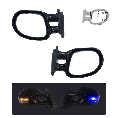RETROVISOR 2 PCS NEGRO C/LUZ AMARILLA Y AZUL BASE FIJA HQ9032B