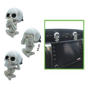 ADORNO P/CARRO 3 CALAVERAS SABIAS CERAMICO  2331013