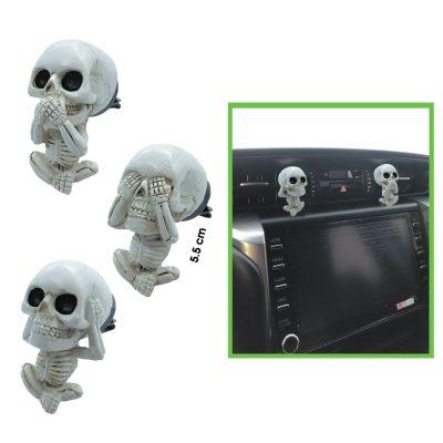 ADORNO P/CARRO 3 CALAVERAS SABIAS CERAMICO  2331013