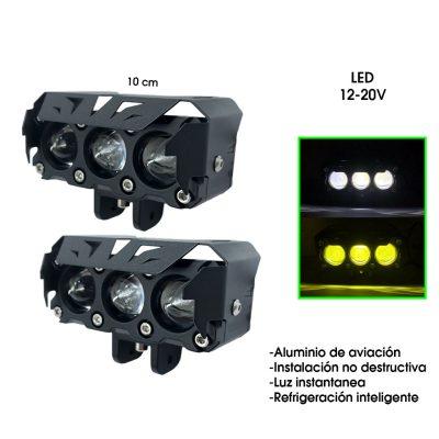 NEBLINERA MOTO TRIPLE LUPA DUAL COLOR 12-20V ALUMINIO HQ9612