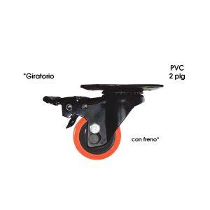 RODO GIRATORIO C/FRENO 2 PLG (50MM) NEGRO CON NARANJA PVC