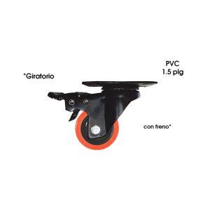 RODO GIRATORIO C/FRENO 1.50 PLG (38MM) NEGRO C/ NARANJA PVC