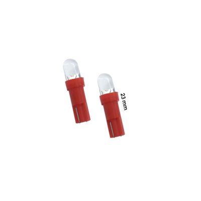 BOMBILLO T5 DOS PCS ROJO 1 LED REDONDO T5-ROUND