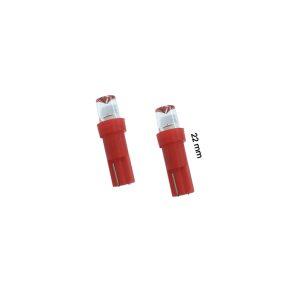 BOMBILLO T5 DOS PCS ROJO 1 LED CONCAVO T5-CONCAVE