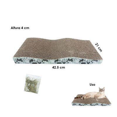 RASCADOR Y CAMITA P/GATO 42.5X21X4CM GATITOS GRIS  ZA-3